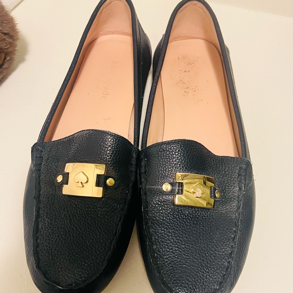 Kate Spade Blue Leather Loafer with Gold Hardware